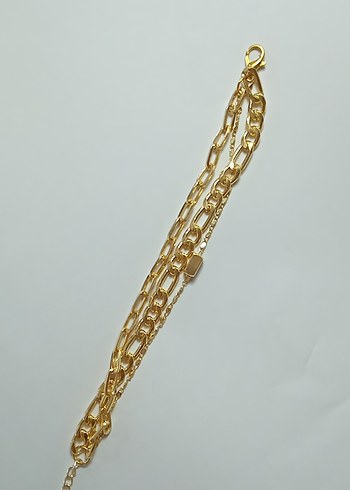 Zincir Detaylı Parlak Altın Bileklik,celik mi bilmiyorum - Görsel 2