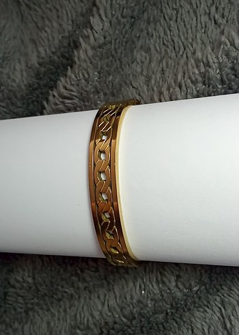 Zincir Detaylı Altın Renk Kadın Bileklik, ÇELİK - Görsel 2