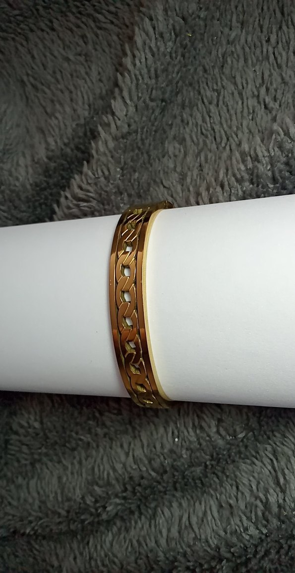 Zincir Detaylı Altın Renk Kadın Bileklik, ÇELİK - Görsel 2