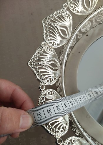 Çiçek Desenli Parlak Beyaz Metal Kapaklı Tabak - Görsel 6