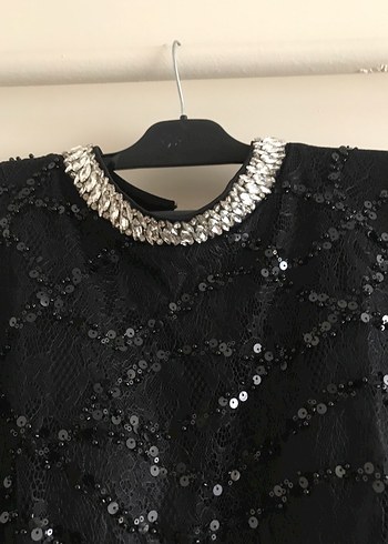 Siyah Uzun Kollu Kürklü Abiye Elbise - Görsel 4