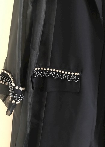 Uzun Lacivert taş detaylı abiye ikili takım - Görsel 3