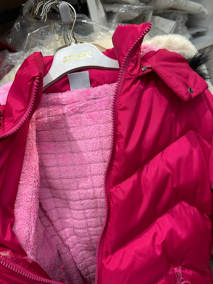Kız Çocuk Pembe Kürklü Streetwear Mont - Görsel 2