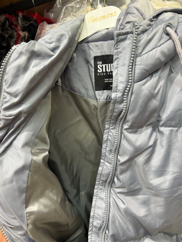 Gri Kapüşonlu Kadın Kışlık Mont - Görsel 2