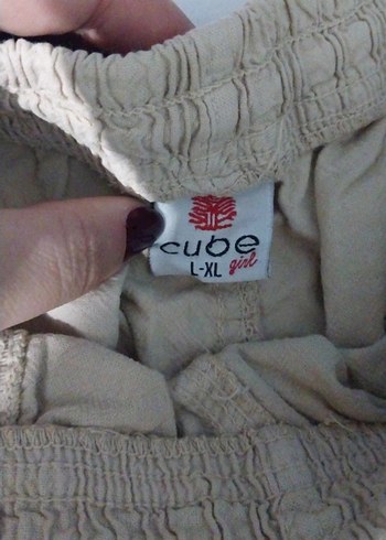 Bej Keten Şort, Rahat Kesim unisex - Görsel 2