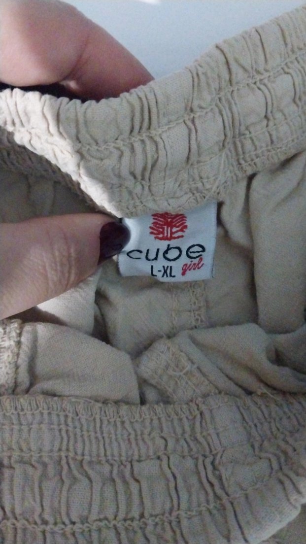 Bej Keten Şort, Rahat Kesim unisex - Görsel 2