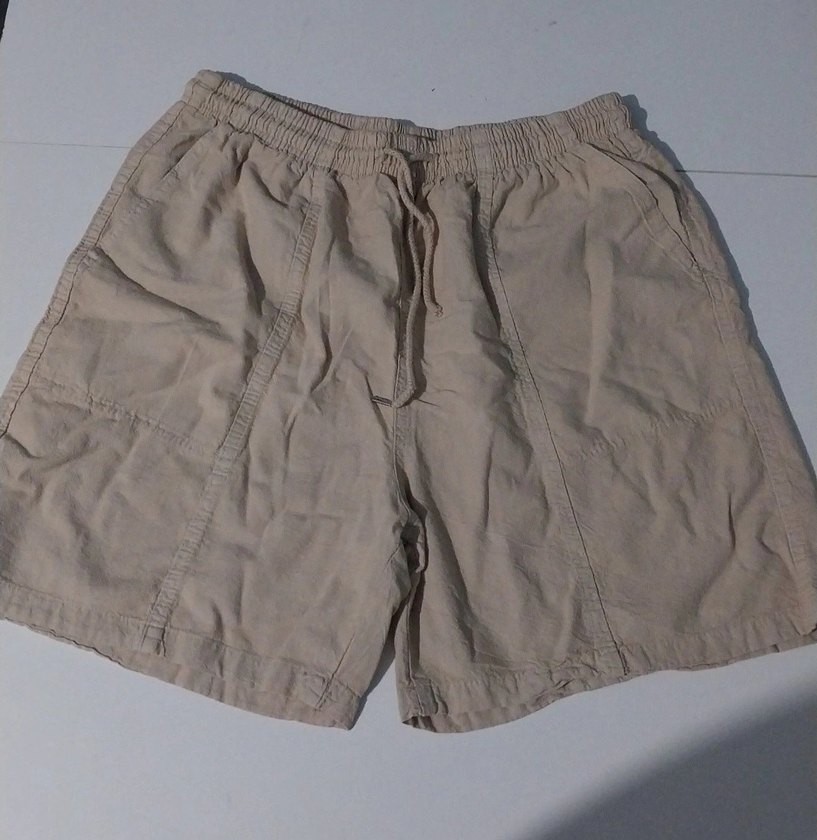 Bej Keten Şort, Rahat Kesim unisex - Görsel 3