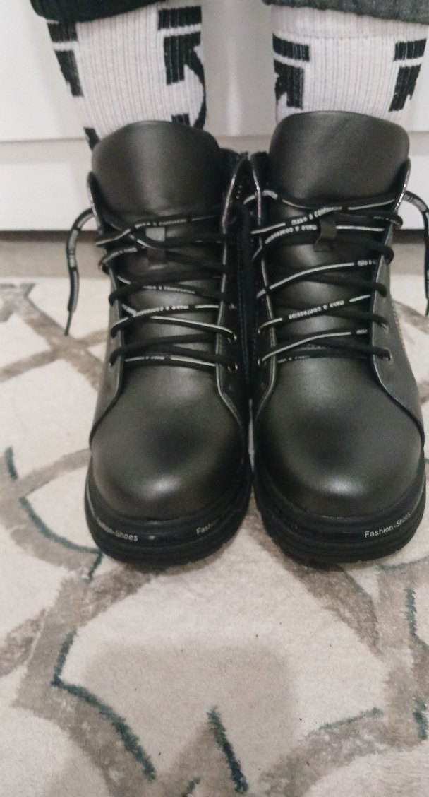 Simli Gri Yılan Desenli Blok Topuklu Bot - Görsel 2