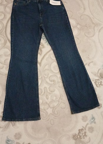 Kadın Mavi Bol Kesim Midi Denim Jean - Görsel 2