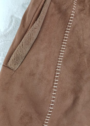 Düğmeli Kahverengi Süet Kadın Kaban - Görsel 2