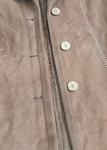 Düğmeli Kahverengi Süet Kadın Kaban - Görsel 3