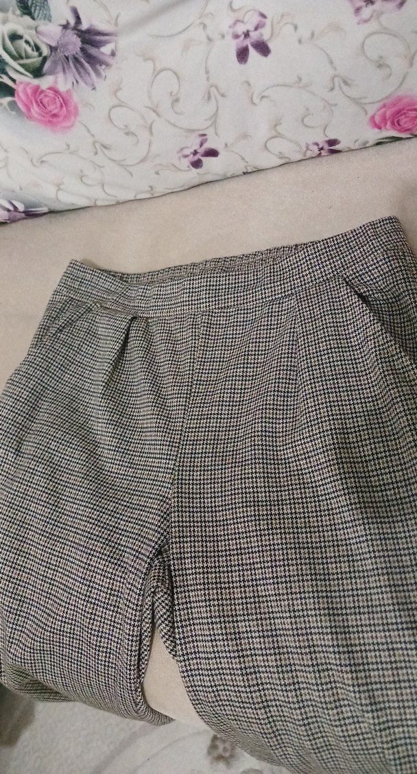 Düğmeli Gri Kadın Kumaş Pantolon - Görsel 2