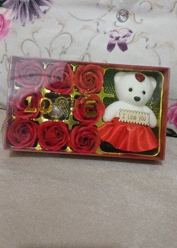 Kırmızı Peluş Ayı ve Aşk Temalı Hediye Seti - Görsel 4