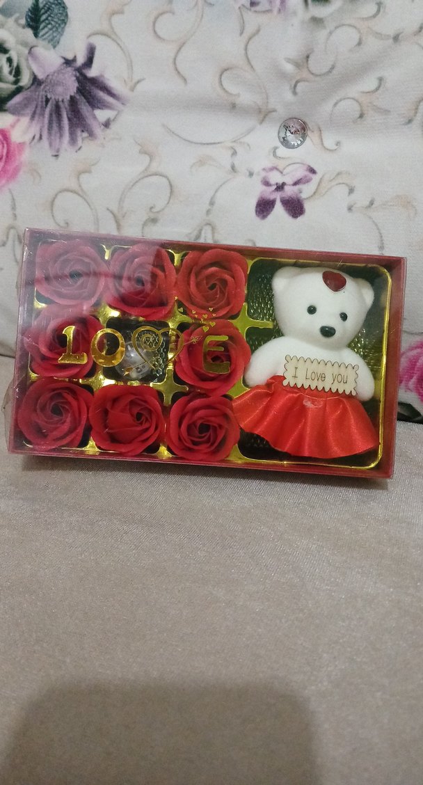 Kırmızı Peluş Ayı ve Aşk Temalı Hediye Seti - Görsel 4