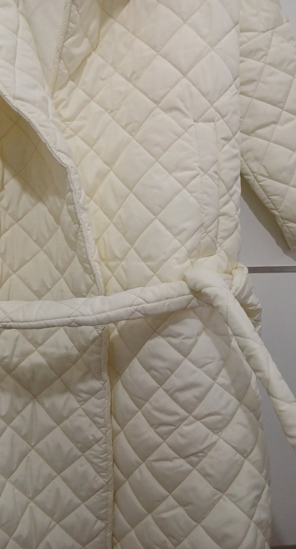 Beyaz Kemerli Midi Kapitone Kadın Ceket - Görsel 3