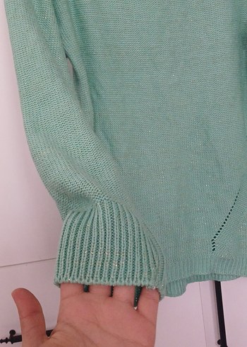 Turkuaz Kadın Triko Bisiklet Yaka Kazak - Görsel 2