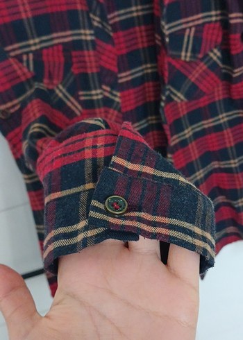 Kırmızı Ekose Kadın Gömlek - Görsel 2