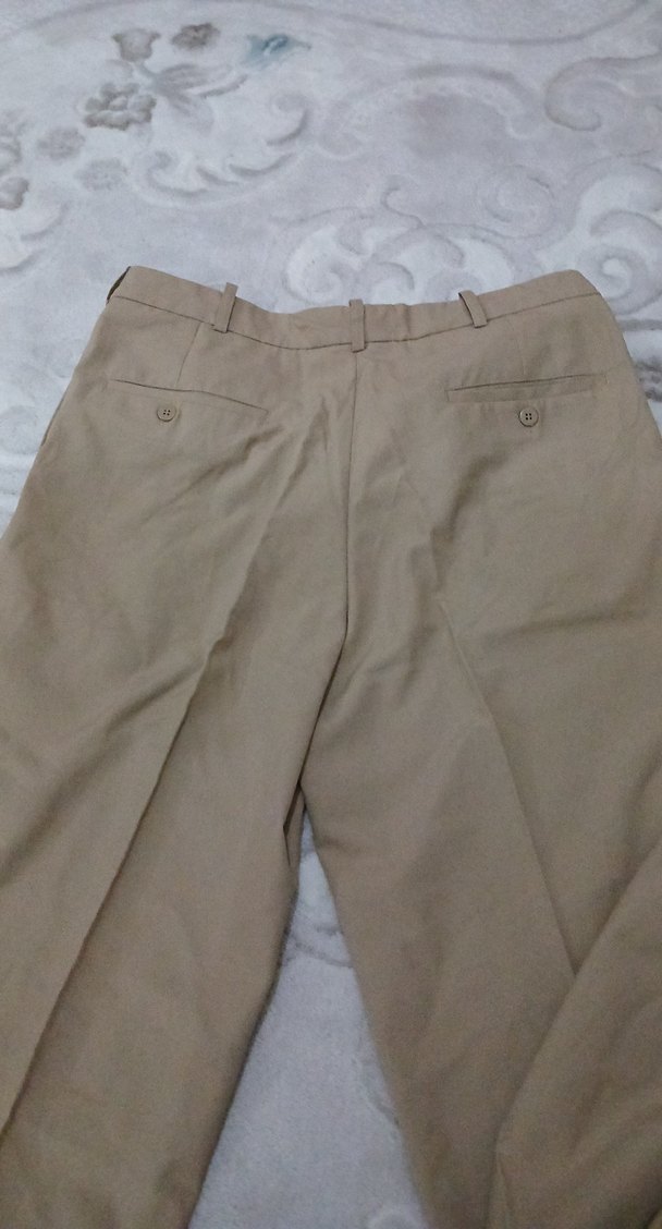 Erkek Bej Süet Kemerli Midi Pantolon - Görsel 4