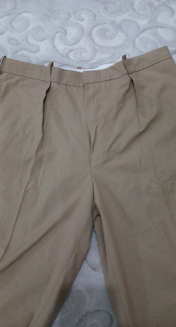 Erkek Bej Süet Kemerli Midi Pantolon - Görsel 2