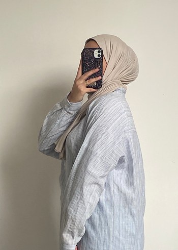 Mavi pamuklu Keten Gömlek 38/40 beden uyumludur - Görsel 4