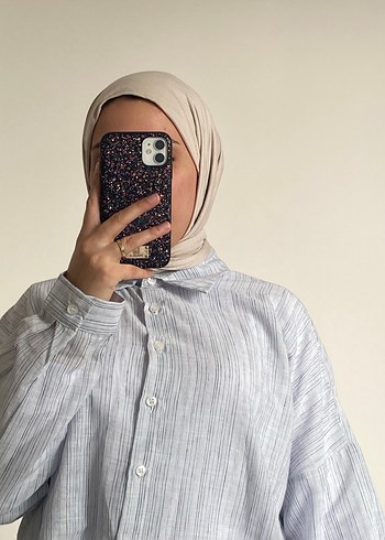 Mavi pamuklu Keten Gömlek 38/40 beden uyumludur - Görsel 2