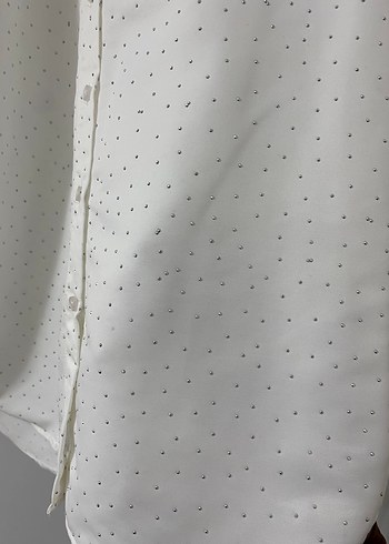 Kadın Beyaz Pamuklu Uzun Kollu Gömlek - Görsel 3