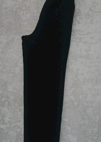 Beli lastikli Boru paça siyah kumaş pantolon - Görsel 2