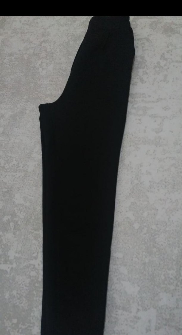 Beli lastikli Boru paça siyah kumaş pantolon - Görsel 2