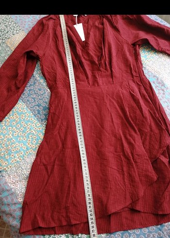 Mango Bordo Drapeli V Yakalı Mini Elbise - Görsel 6