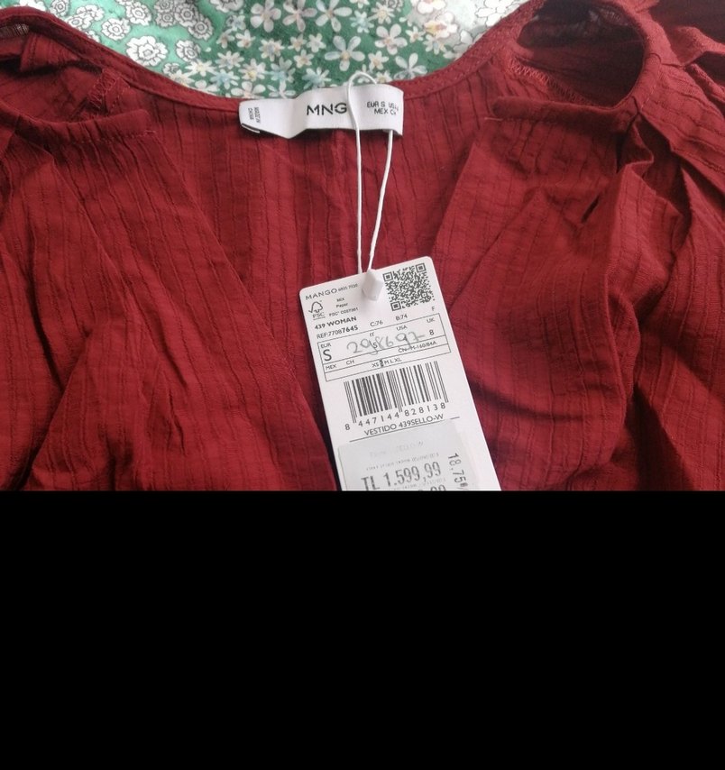 Mango Bordo Drapeli V Yakalı Mini Elbise - Görsel 3