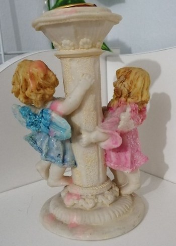 3'lü Porselen Kalemlik,Melek Figürlü mumluk ve porselen takı kut - Görsel 6