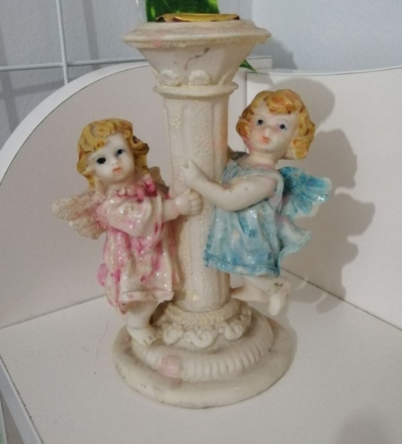 3'lü Porselen Kalemlik,Melek Figürlü mumluk ve porselen takı kut - Görsel 5