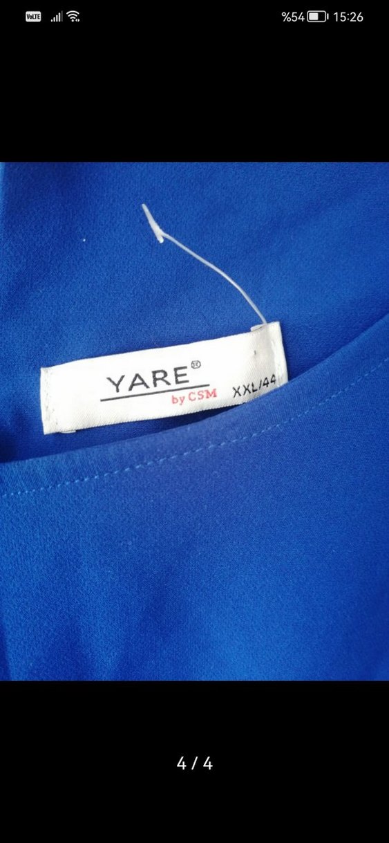 Lacivert balon kol Midi Kadın Elbise - Görsel 4