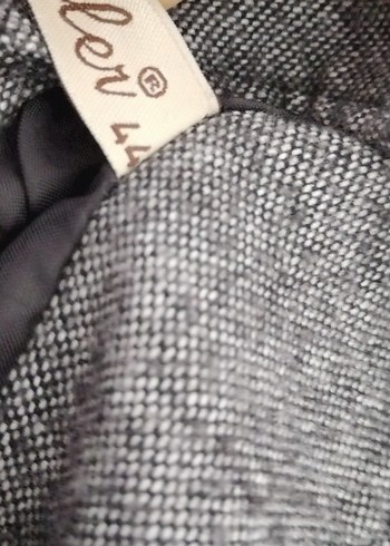 Gri Midi Keten Pilili Kadın Etek - Görsel 2