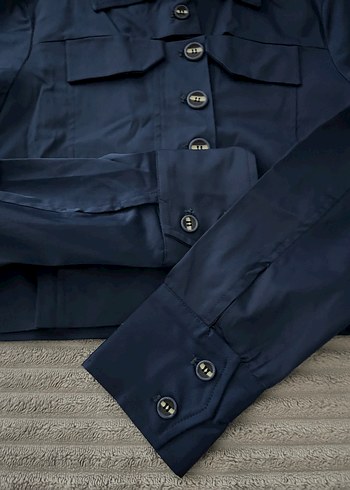 Vuu marka Düğmeli Lacivert Midi Kadın Ceket - Görsel 3