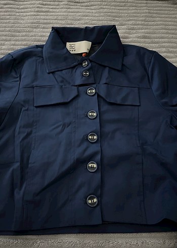 Vuu marka Düğmeli Lacivert Midi Kadın Ceket - Görsel 2