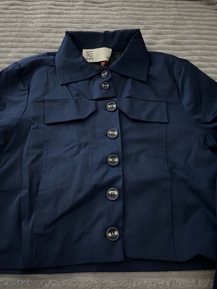 Vuu marka Düğmeli Lacivert Midi Kadın Ceket - Görsel 2