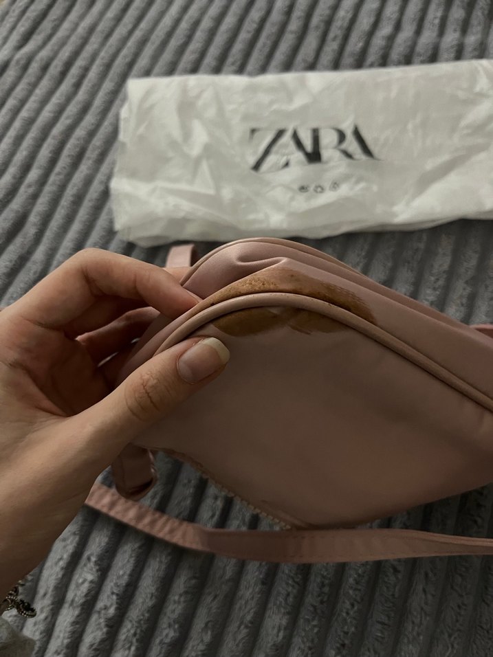 Zara toz pembe Renkli Fermuarlı Kadın Çanta - Görsel 5