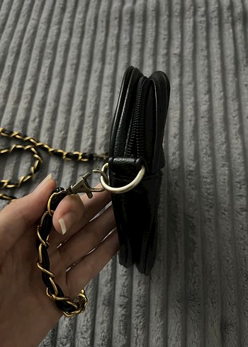 Zincir Detaylı Siyah Deri Kadın Çanta - Görsel 5