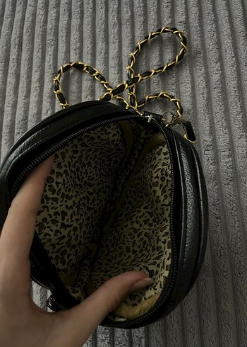 Zincir Detaylı Siyah Deri Kadın Çanta - Görsel 2