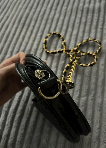 Zincir Detaylı Siyah Deri Kadın Çanta - Görsel 4