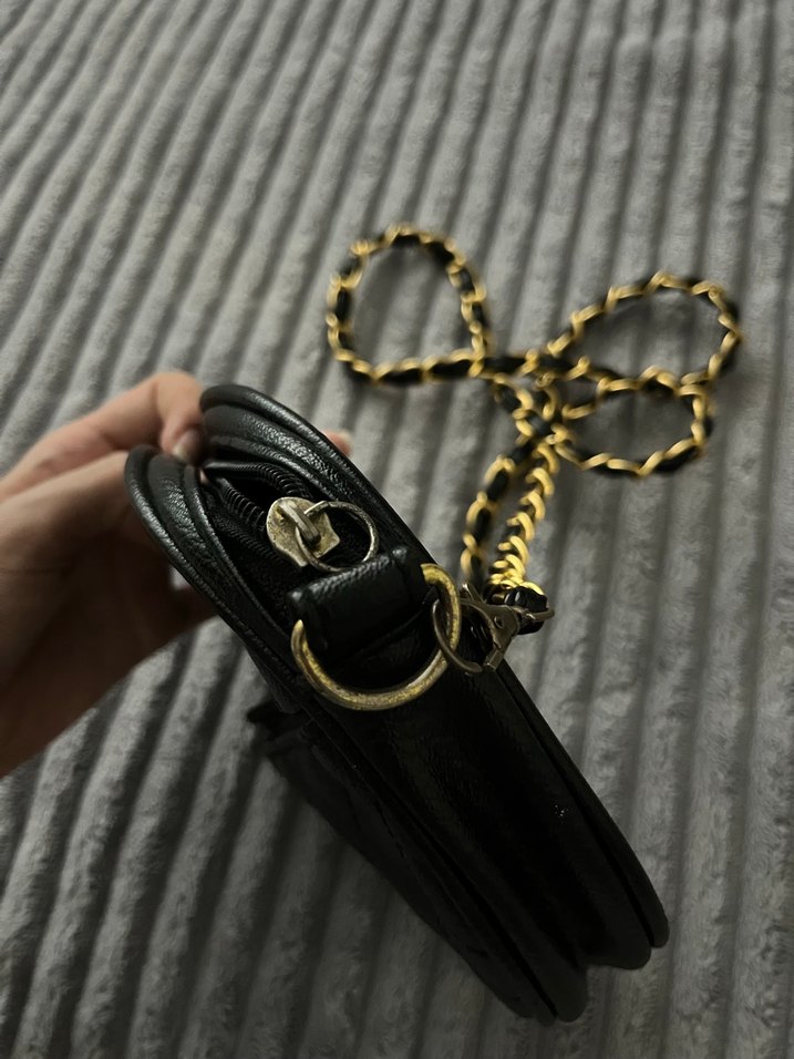 Zincir Detaylı Siyah Deri Kadın Çanta - Görsel 4