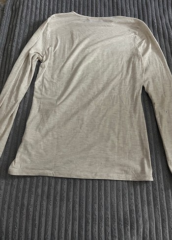 LCW Bej Kadın Uzun Kollu Keten Tişört - Görsel 2