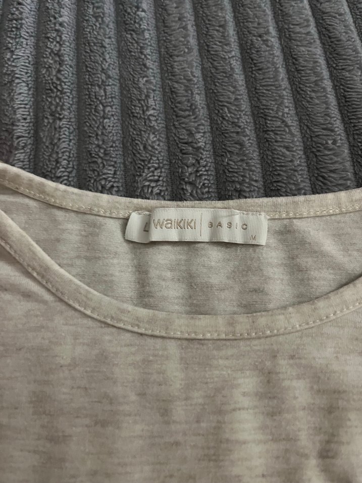 LCW Bej Kadın Uzun Kollu Keten Tişört - Görsel 4