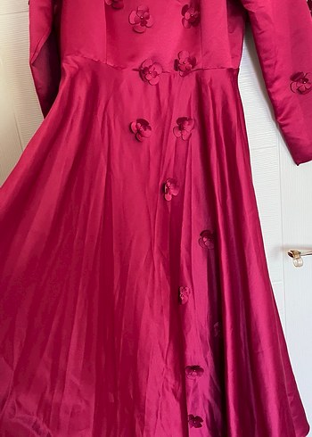 Bordo Uzun Kollu Vintage Gelinlik Elbise - Görsel 7