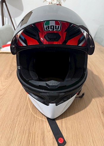AGV Kırmızı-Beyaz Motosiklet Kaskı - Görsel 2
