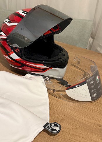 AGV Kırmızı-Beyaz Motosiklet Kaskı - Görsel 6