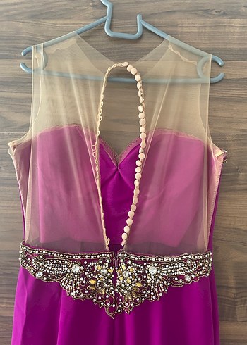 Mor İşlemeli Uzun Abiye Elbise - Görsel 4