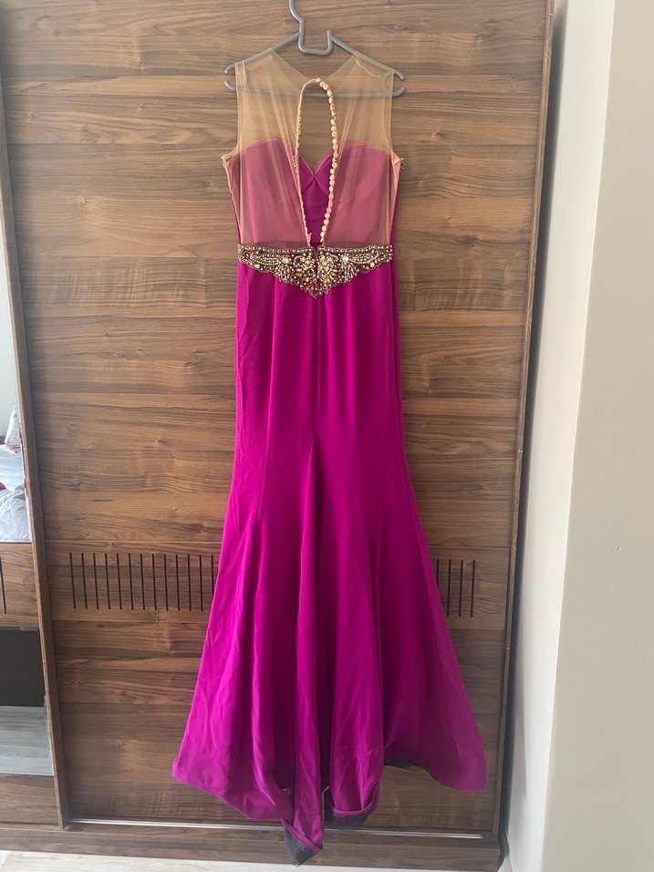 Mor İşlemeli Uzun Abiye Elbise - Görsel 3