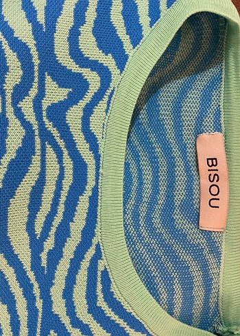 Mavi Zebra Desenli Uzun Kollu Kadın Kazak - Görsel 3